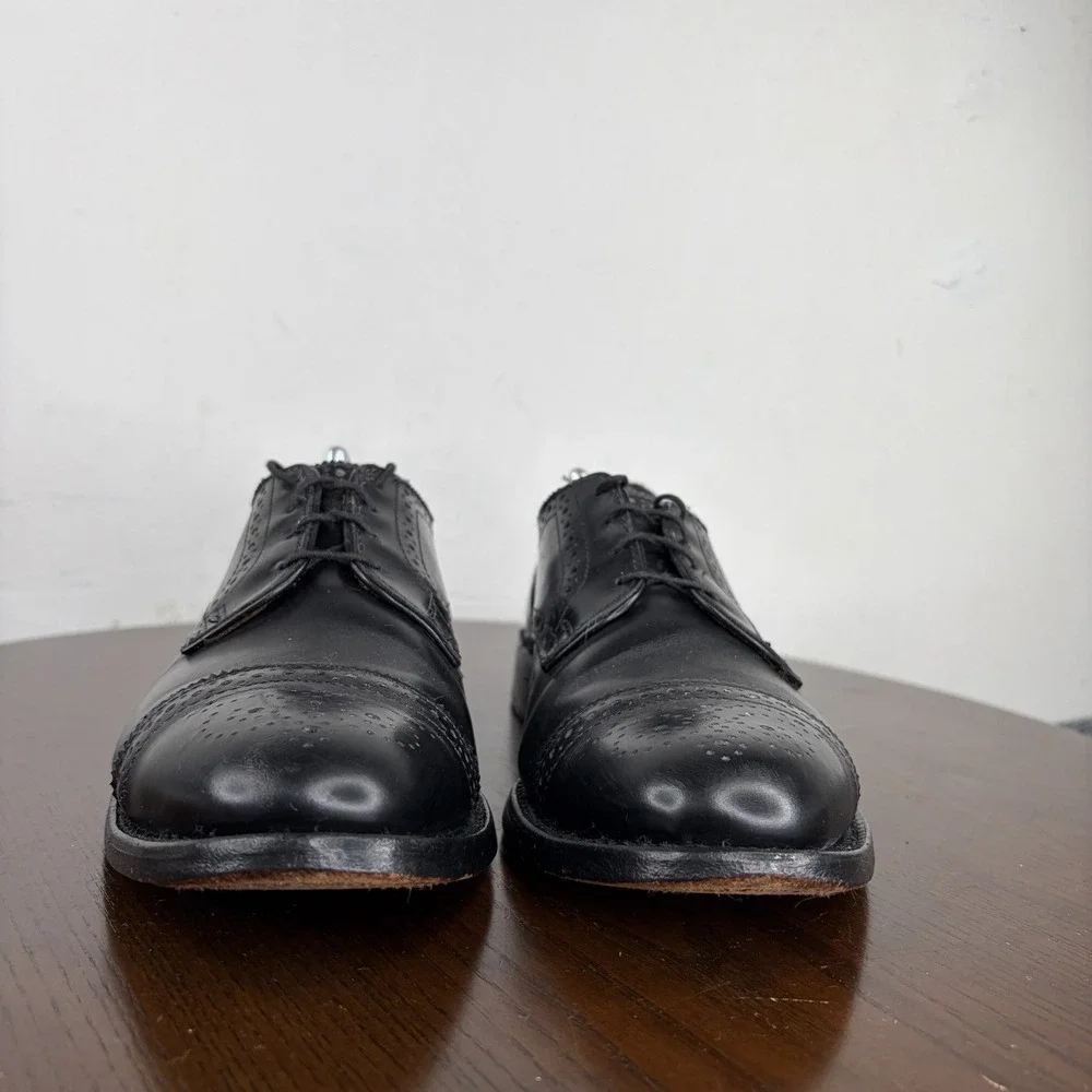 Allen Edmonds Sandford Shoes Men's 9 E Black Leather Cap Toe Brogue Oxford Dress